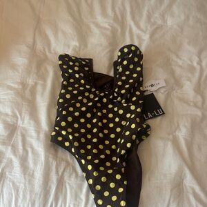 Women's Polka Dot One Piece Swimsuit - Black and Yellow